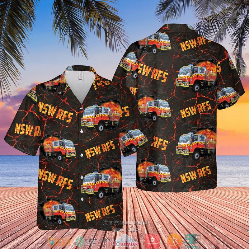 New South Wales Rfs Fire Trucks Short Sleeve Hawaiian Shirt New South Wales Rfs Fire Trucks Short Sleeve Hawaiian Shirt