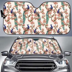 Peacock Tropical Flower Pattern Car Auto Sun Shade