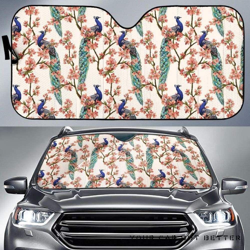 Peacock Tropical Flower Pattern Car Auto Sun Shade Peacock Tropical Flower Pattern Car Auto Sun Shade