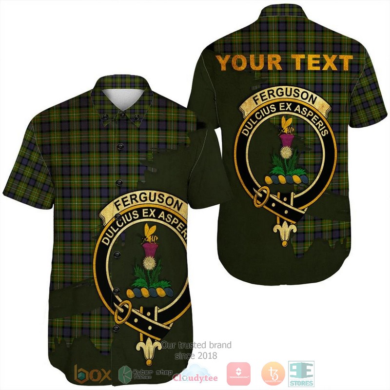 Personalized Fergusson Weathered Tartan Crest Custom Hawaiian Shirt Personalized Fergusson Weathered Tartan Crest Custom Hawaiian Shirt