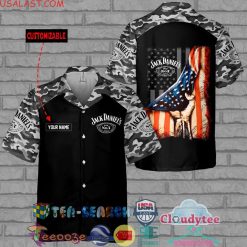 Personalized Jack Daniels Whiskey American Flag Camo Aloha Summer Beach Hawaiian Shirt