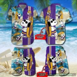 Personalized Lsu Tigers Snoopy Surfing Hawaiian Shirt