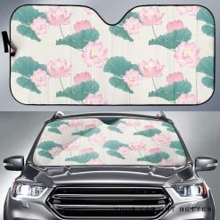 Pink Lotus Waterlily Leaves Pattern Car Auto Sun Shade