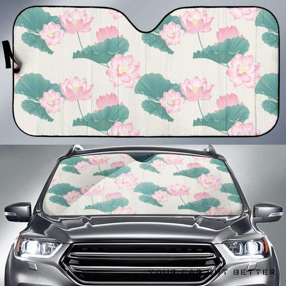 Pink Lotus Waterlily Leaves Pattern Car Auto Sun Shade Pink Lotus Waterlily Leaves Pattern Car Auto Sun Shade