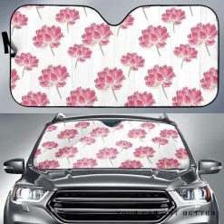 Pink Lotus Waterlily Pattern Car Auto Sun Shade
