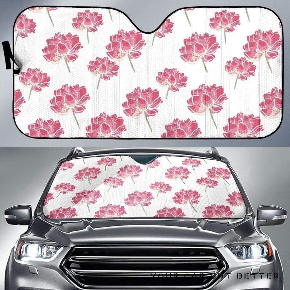 Pink Lotus Waterlily Pattern Car Auto Sun Shade Pink Lotus Waterlily Pattern Car Auto Sun Shade