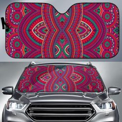 Red Tribal Ethnic Mandala Car Auto Sun Shade