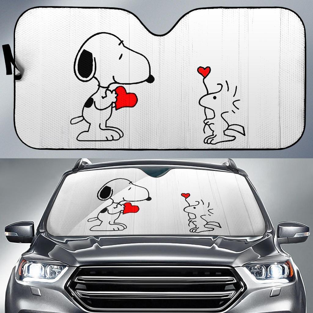 Snoopy Loves Car Auto Sun Shade Snoopy Loves Car Auto Sun Shade