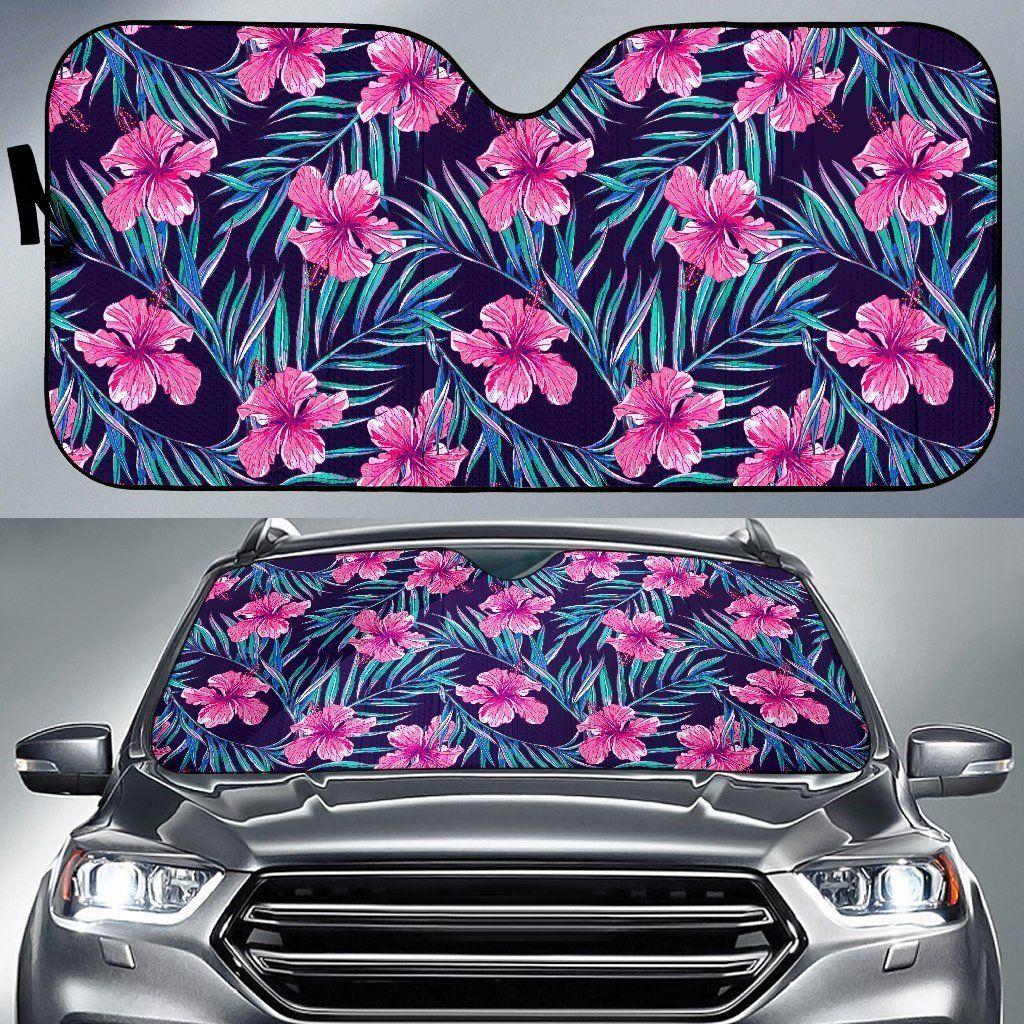 Teal Tropical Hibiscus Car Auto Sun Shade Teal Tropical Hibiscus Car Auto Sun Shade