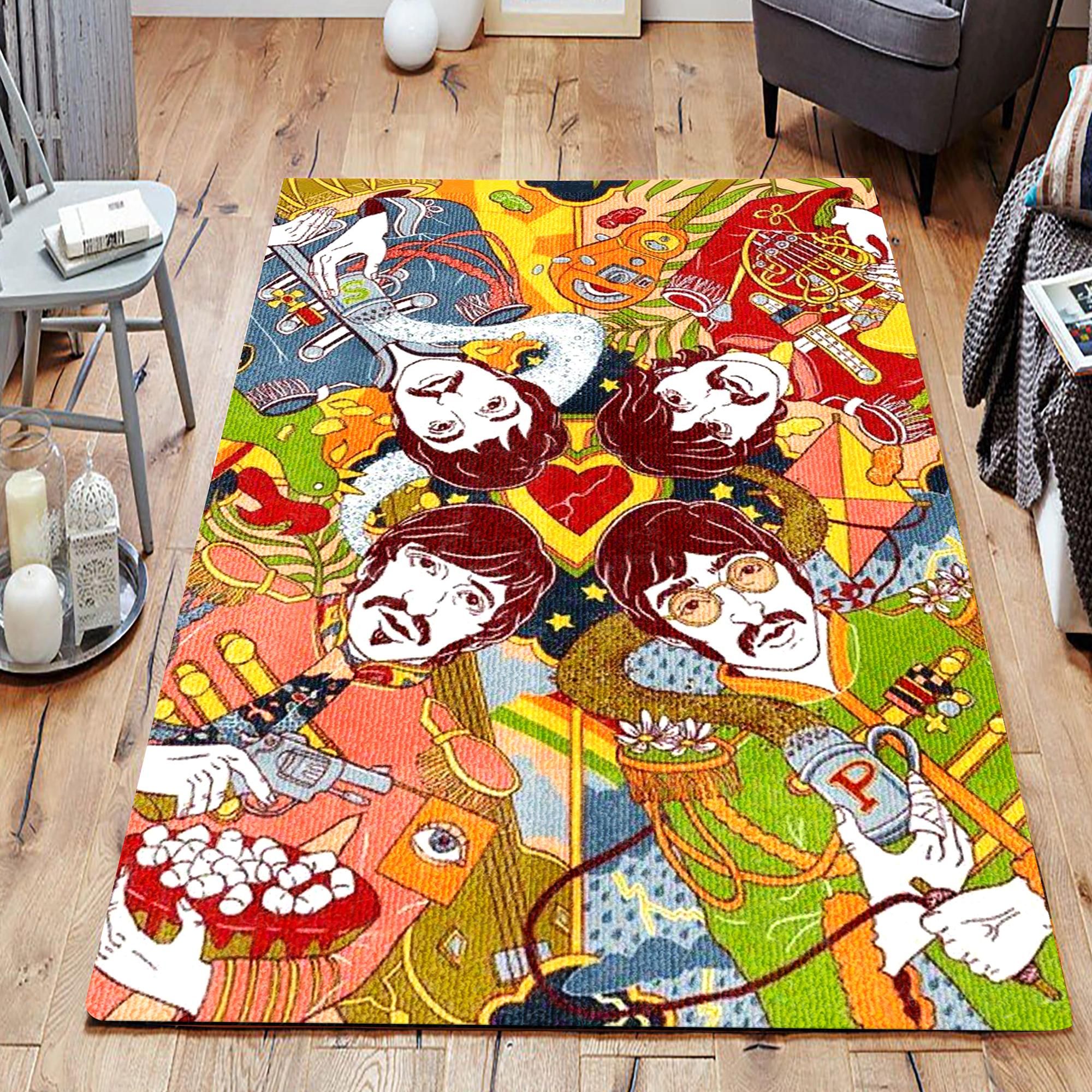 The Beatles Artwork John Lennon Holding Pepper Shaker Colorful Living Room Area Rug For Christmas The Beatles Artwork John Lennon Holding Pepper Shaker Colorful Living Room Area Rug For Christmas