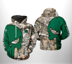 Tulane Green Wave NCAA Camo Veteran Hunting 3D Printed Hoodie/Zipper Hoodie - 99636ae4dcf0
