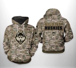 UConn Huskies NCAA Camo Veteran 3D Printed Hoodie/Zipper Hoodie - 704935abb796