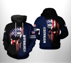 UConn Huskies NCAA US Flag Skull 3D Printed Hoodie/Zipper Hoodie - bc0eeac407c0