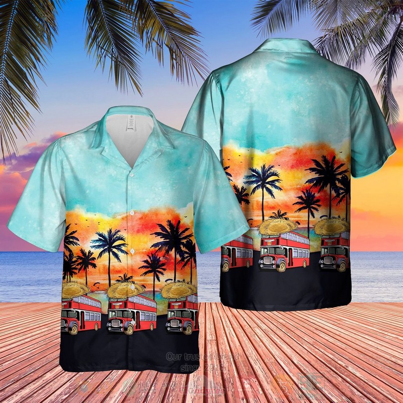 Uk Double Decker Bus Bristol Lodekka Blue Hawaiian Shirt Uk Double Decker Bus Bristol Lodekka Blue Hawaiian Shirt