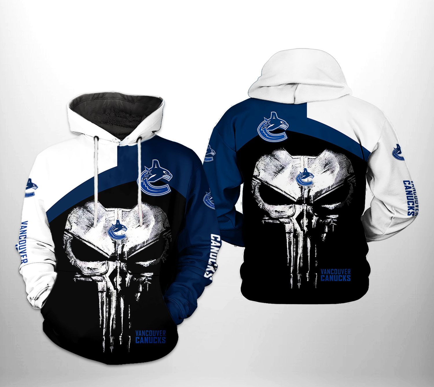 Vancouver Canucks NHL Skull Punisher 3D Printed Hoodie/Zipper Hoodie - 64ab5766fffa Vancouver Canucks NHL Skull Punisher 3D Printed Hoodie/Zipper Hoodie - 64ab5766fffa