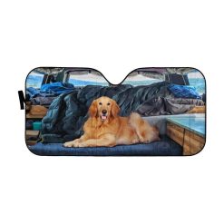 Vanlife With Golden Retriever Car Auto Sun Shade