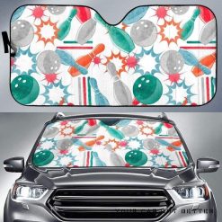 Watercolor Bowling Pattern Car Auto Sun Shade