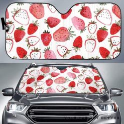 Watercolor Hand Drawn Beautiful Strawberry Pattern Car Auto Sun Shade