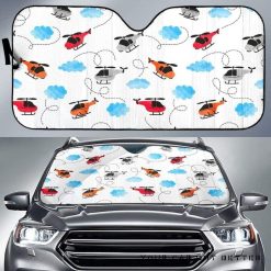 Watercolor Helicopter Cloud Pattern Car Auto Sun Shade
