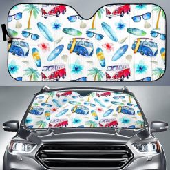 Watercolor Surfing Car Auto Sun Shade