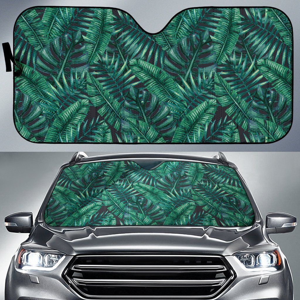 Watercolor Tropical Leaf Car Auto Sun Shade Watercolor Tropical Leaf Car Auto Sun Shade