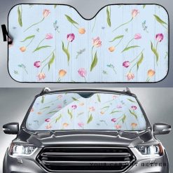 Watercolor Tulips Pattern Car Auto Sun Shade