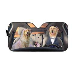 Wedding Golden Retriever Dogs Car Auto Sun Shade