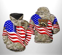 Western Michigan Broncos NCAA US Flag Camo Veteran 3D Printed Hoodie/Zipper Hoodie - 3ab09319041b