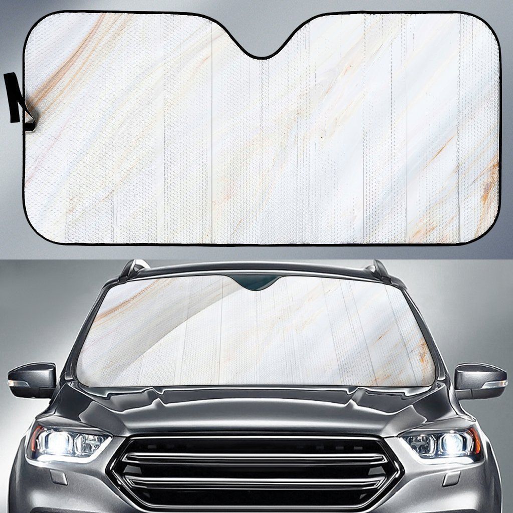 White Brown Smooth Marble Car Auto Sun Shade White Brown Smooth Marble Car Auto Sun Shade