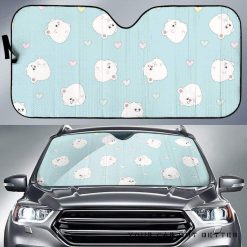 White Cute Hamsters Heart Pattern Car Auto Sun Shade