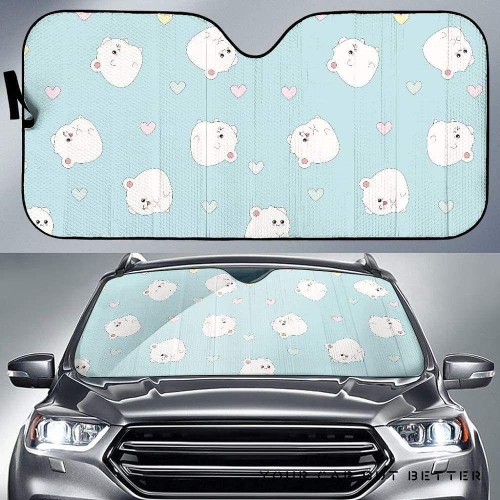 White Cute Hamsters Heart Pattern Car Auto Sun Shade White Cute Hamsters Heart Pattern Car Auto Sun Shade