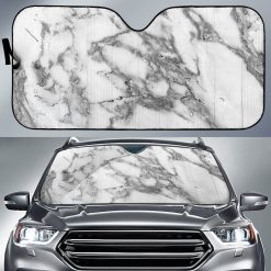 White Gray Marble Car Auto Sun Shade