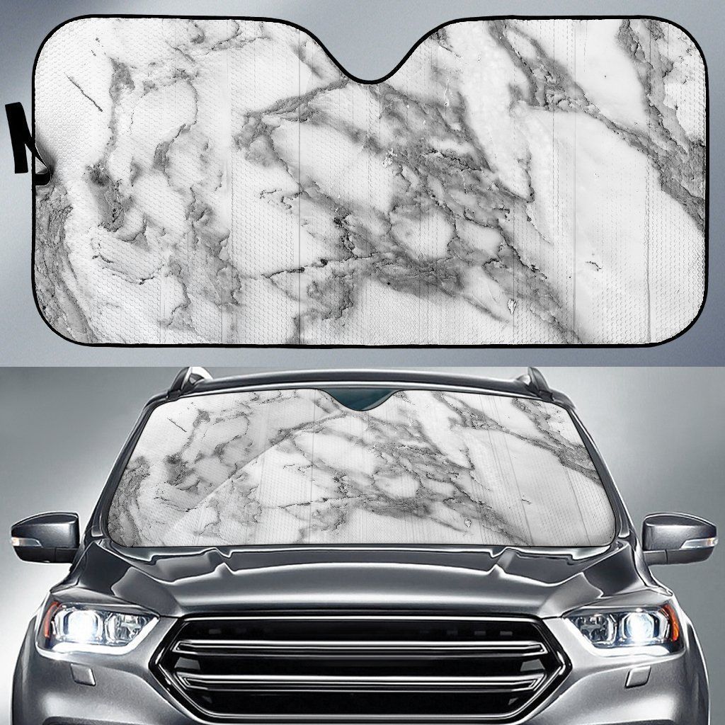 White Gray Marble Car Auto Sun Shade White Gray Marble Car Auto Sun Shade
