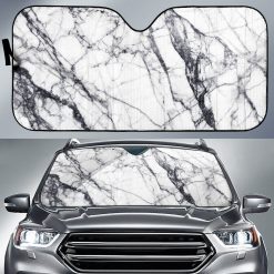 White Gray Scratch Marble Car Auto Sun Shade