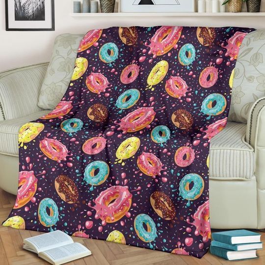 COLORFUL DONUT FAST FOOD FLEECE BLANKET GIFT FOR FAN COLORFUL DONUT FAST FOOD FLEECE BLANKET GIFT FOR FAN