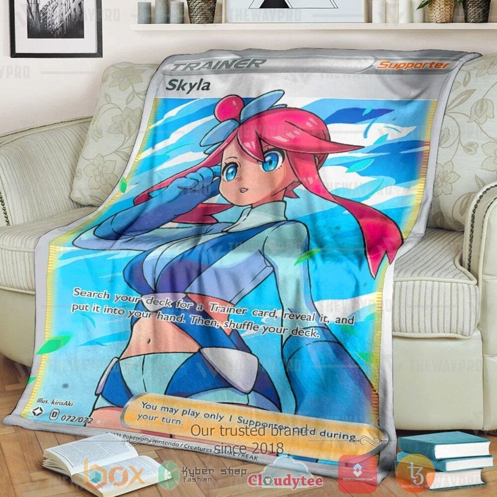 Anime Pkm Skyla Shining Fates Trainer Custom Soft Blanket Anime Pkm Skyla Shining Fates Trainer Custom Soft Blanket