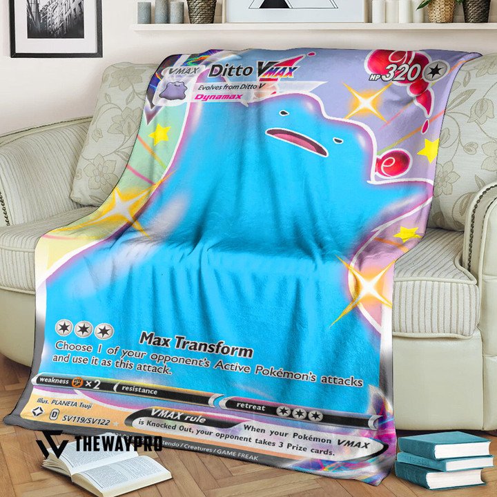 Anime Pokemon Ditto Vmax Shining Fates Custom Blanket Anime Pokemon Ditto Vmax Shining Fates Custom Blanket