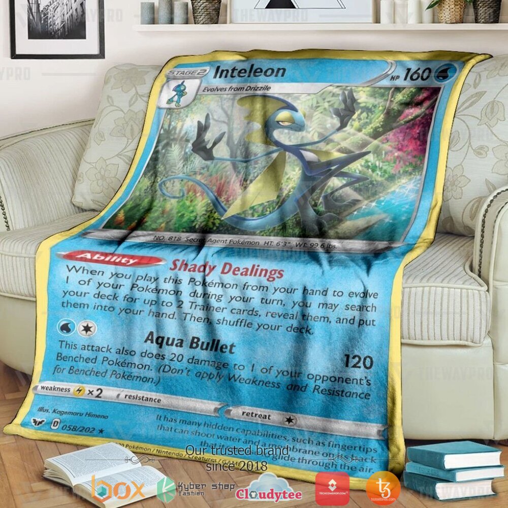 Anime Pokemon Inteleon Sword Shield Soft Blanket Anime Pokemon Inteleon Sword Shield Soft Blanket