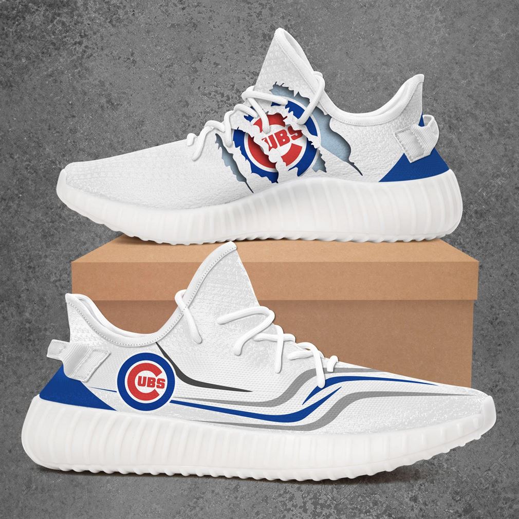 Chicago Cubs Mlb Sport Teams Boost Sneakers Shoes White Chicago Cubs Mlb Sport Teams Boost Sneakers Shoes White