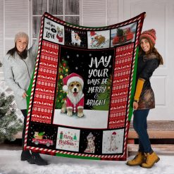 Christmas Corgi May Your Days Be Merry And Bright Xmas Fleece Blanket