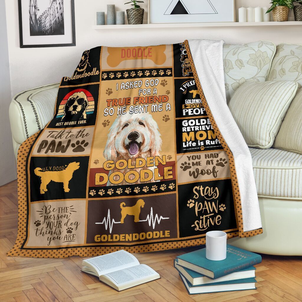 I Asked God For A True Friend Goldendoodle Fleece Blanket I Asked God For A True Friend Goldendoodle Fleece Blanket