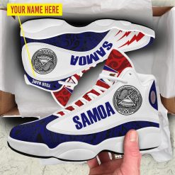 Personalized Samoa White Blue Custom Shoes Sneakers