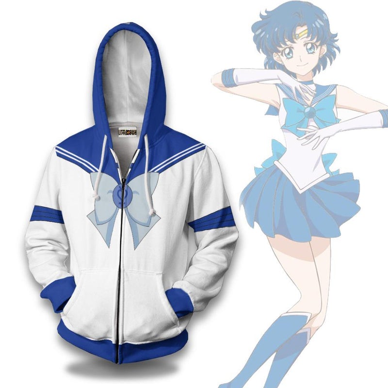 Sailor Mercury Hoodie Sailor Moon Amine Casual 3D All Over Printed Sailor Mercury Hoodie Sailor Moon Amine Casual 3D All Over Printed