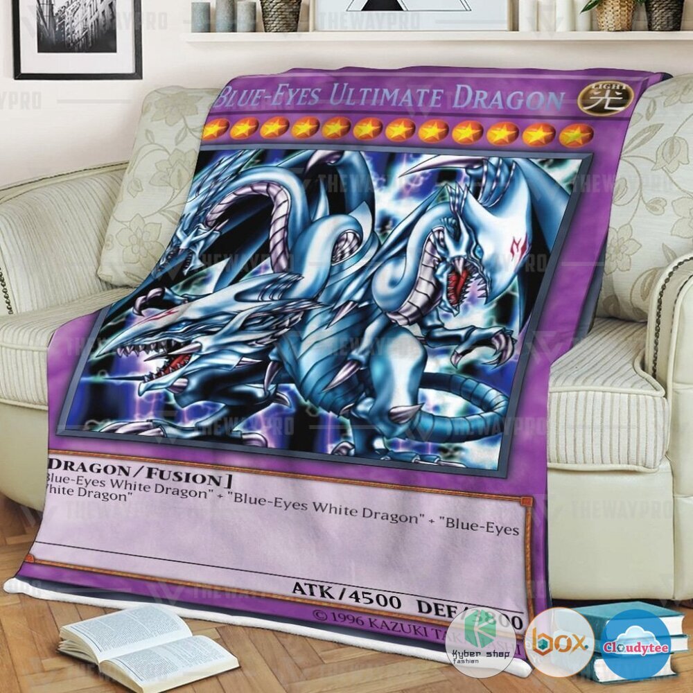 Yu Gi Oh Blue Eyes Ultimate White Dragon Custom Blanket Yu Gi Oh Blue Eyes Ultimate White Dragon Custom Blanket