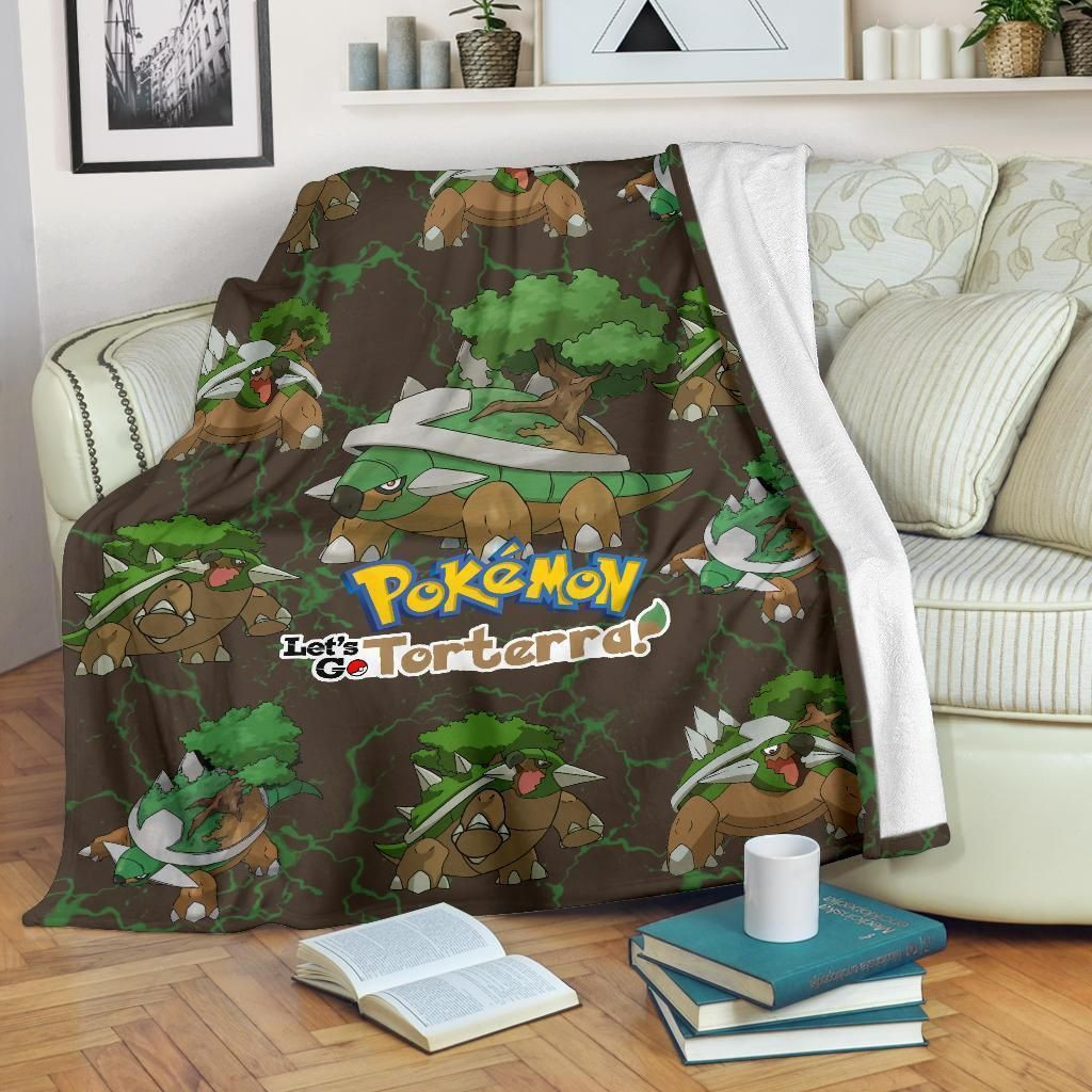 LET’S GO TORTERRA POKEMON FLEECE BLANKET GIFT FOR FAN LET’S GO TORTERRA POKEMON FLEECE BLANKET GIFT FOR FAN
