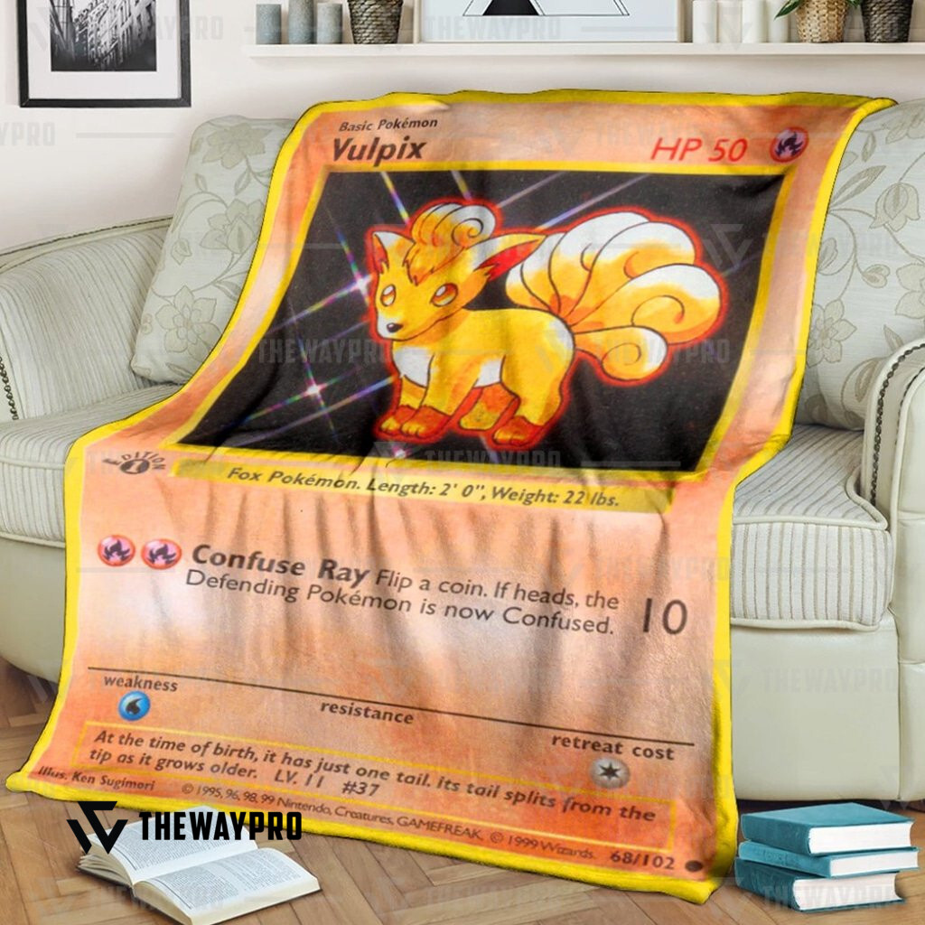 Anime Pokemon Vulpix Base Set Custom Soft Blanket Anime Pokemon Vulpix Base Set Custom Soft Blanket