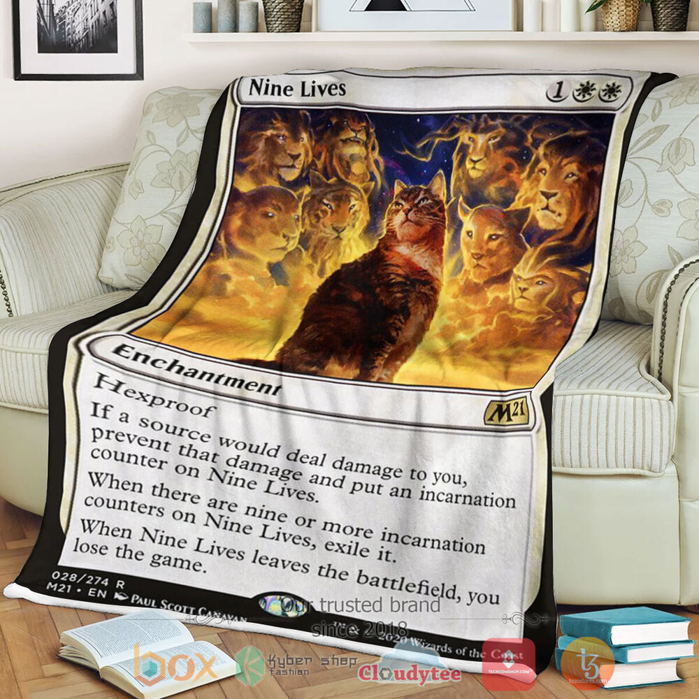 Game Magic The Gathering M21 28 Nine Lives Fleece Blanket Game Magic The Gathering M21 28 Nine Lives Fleece Blanket