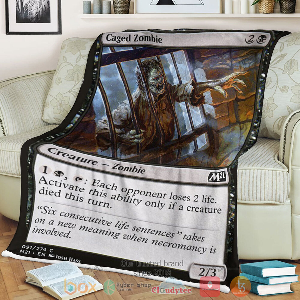 Game Mtg Caged Zombie Fleece Blanket Game Mtg Caged Zombie Fleece Blanket